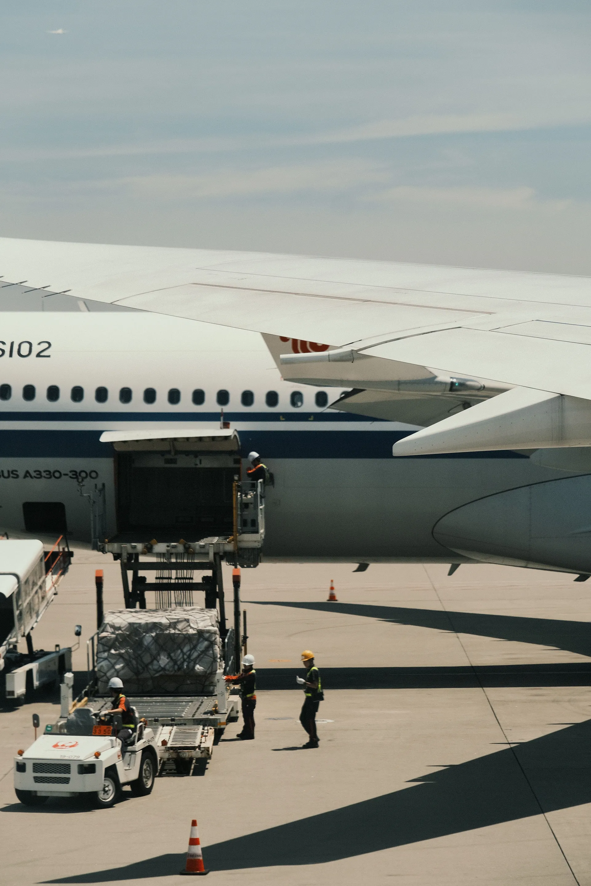Cargo being prepared and checked before shipment
