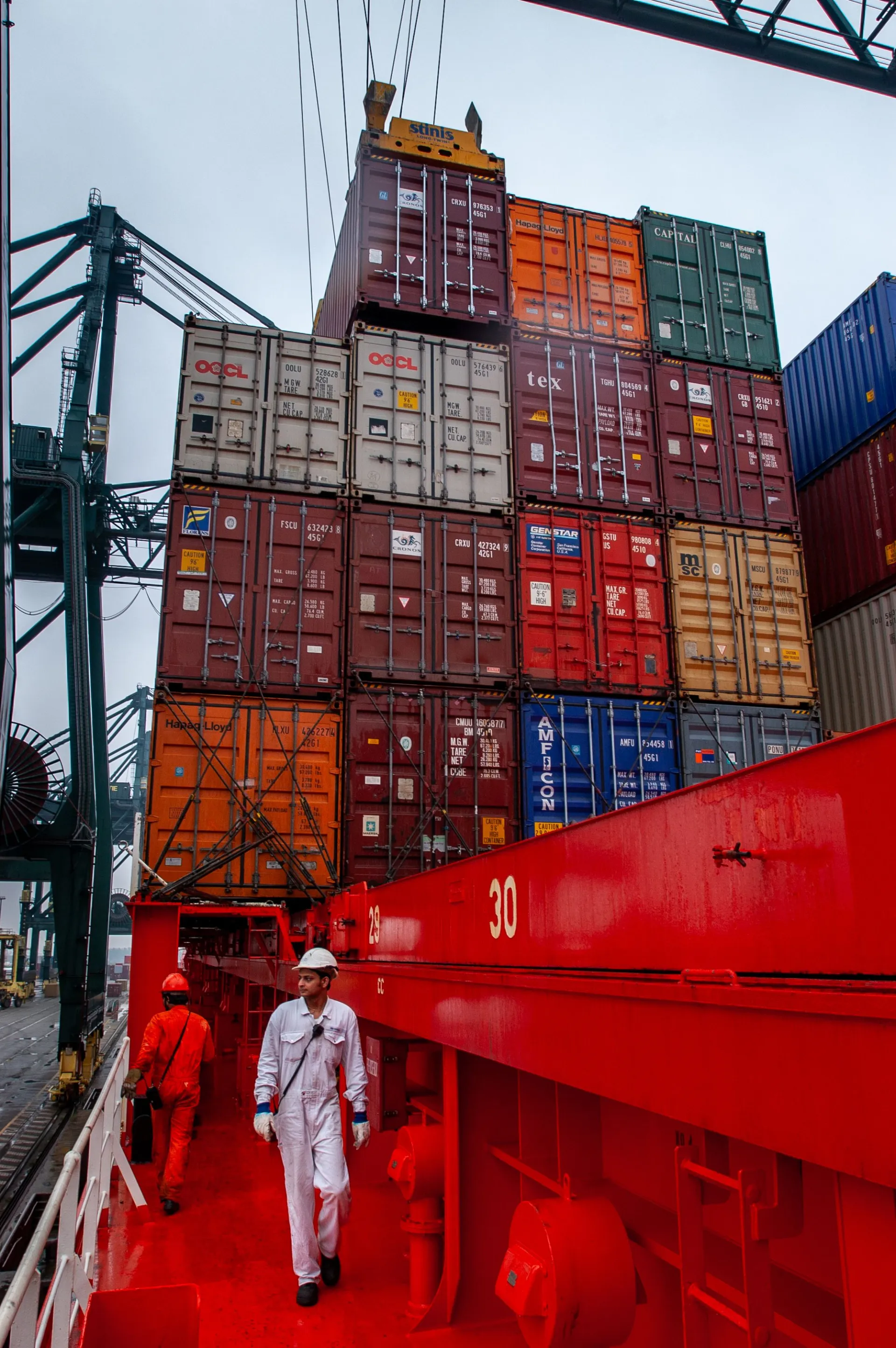 Container ship at sea carrying freight
